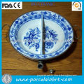 Antique Blue Porcelain Food Divider Plate